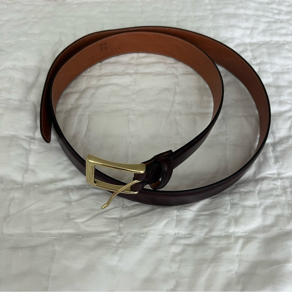 Trafalgar Brown Leather Belt with Classic Metal Buckle
